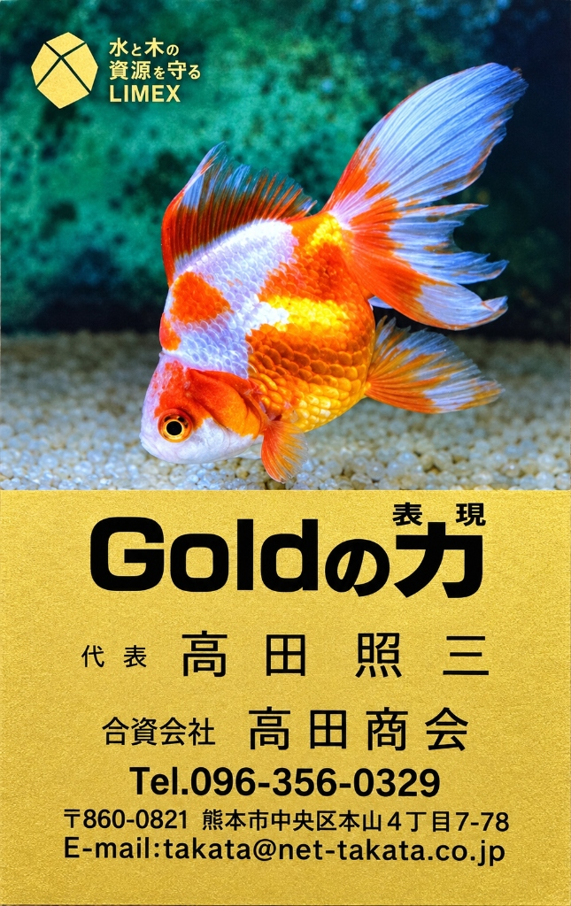 高田商会のLIMEX素材とオンデマンド・ゴールド印刷によるオリジナル名刺